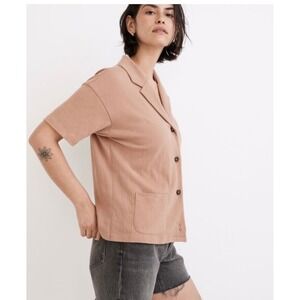 Madewell Lightspun Camp Shirt NWT Top Pocket Tan Cotton‎ Comfort Business Casual